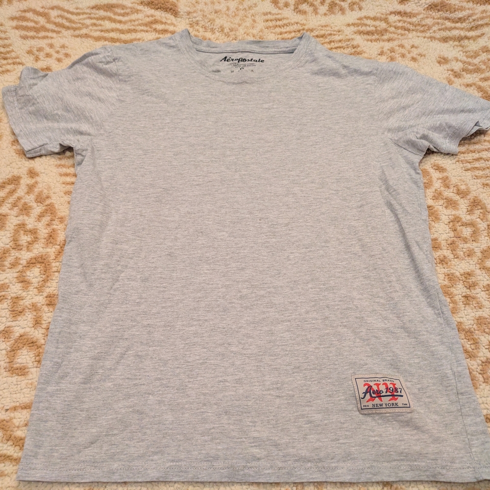 Aeropostale Heather Gray Tee with Logo Patch